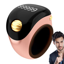 Rechargeable Digital Finger Counter with Clear LED Display, 5Digit Adjustable Strap Prayer Bead Counter Ring, Rose Gold
