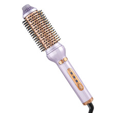 Automatic curling iron, 1.58 inch thermal brush ceramic with 3 adjustable temperature, long hair and heated round brush for travel (purple)