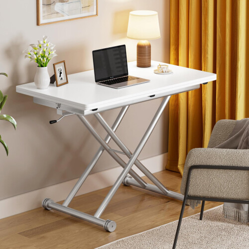 Multifunction Dining Table, Modern Height Adjustable Coffee Table,White Party Table for Living Room,Dining room 2