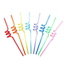 10pcs Colorful Curly Straws Reusable Plastic Spiral Drinking Straws for Kids Birthday Party