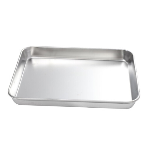 Rustproof Stainless Steel Baking Pan for Cake Flat Bottom Multipurpose Oven Tray Kitchen Use
