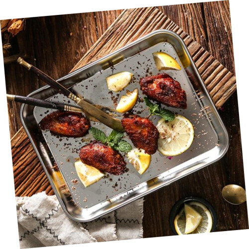 Rustproof Stainless Steel Baking Pan for Cake Flat Bottom Multipurpose Oven Tray Kitchen Use 2