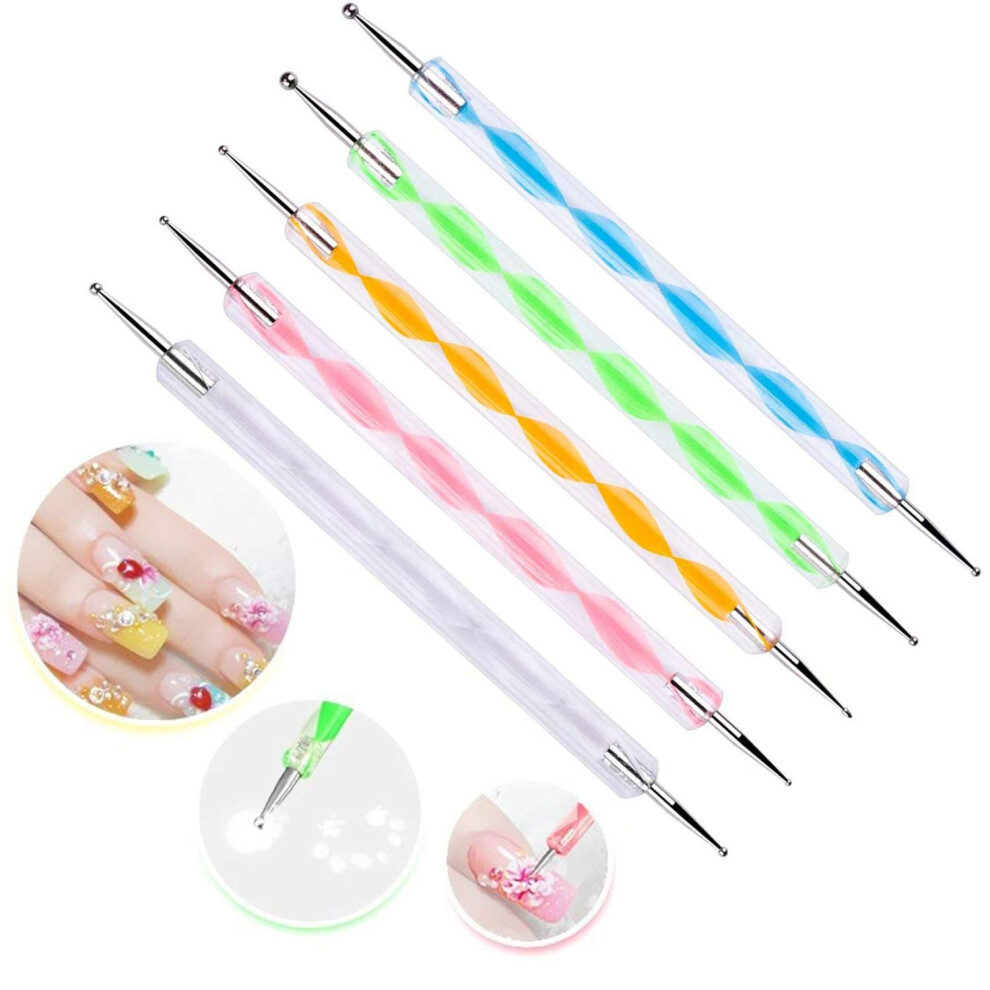 Nail Art Dotting Tools Set 5 Pcs DualEnded Mandala Pens with 10 Sizes for Gel Polish and Acrylic Paint