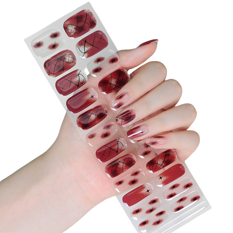 Dark Glow In The Nail Strips Semi Cured Gel Full Wrap Halloween Nail Stickers For Women