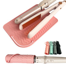 Heat Resistant Silicone Mat Sleeve for Curling Iron and Flat Iron, Travel Case, Pink 9x6.5 in