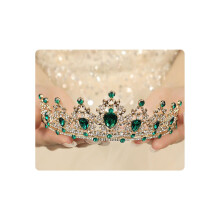 Gold Green Crystal Tiara Crown for Women Elegant Rhinestone Bridal Headband for Wedding Prom Party