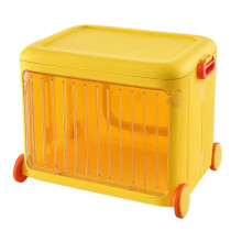 Toy Storage Organizer with Wheels and Lid, Foldable Large Plastic Toy Box for Kids Playroom Yellow