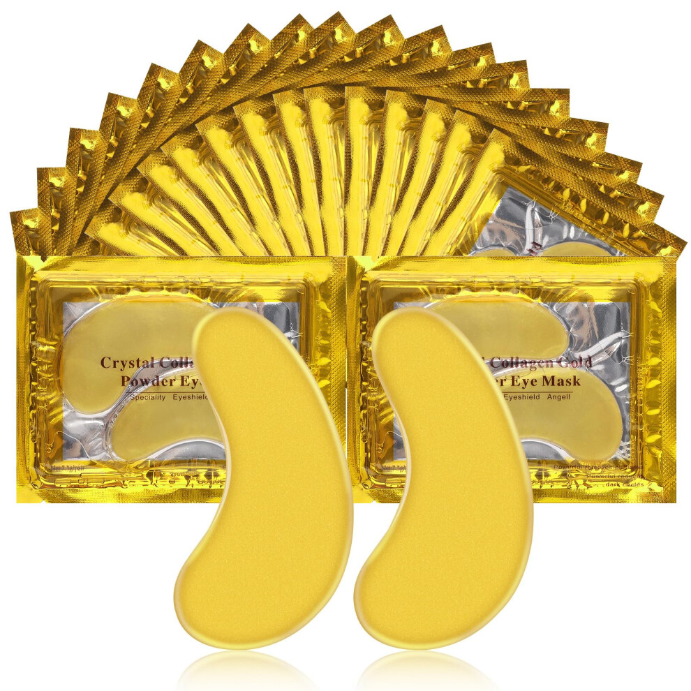 Gold/Dark 24K Under Eye Patches With Collagen For Circles, Puffiness, Wrinkles And Hydration, 20 Pairs