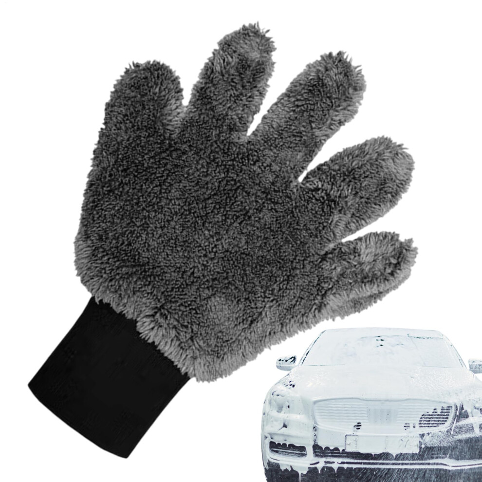 Car Wash Mitt Microfiber Glove With Ergonomic Fivefinger Grip Scratch Allseason Gray 9174973612339