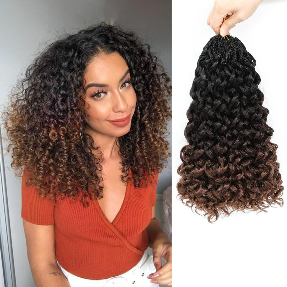 Unisex Black Pretwisted Goddess Braids Crochet Hair 12 Inch Prelooped Curly Braiding For Women 1B/4/30