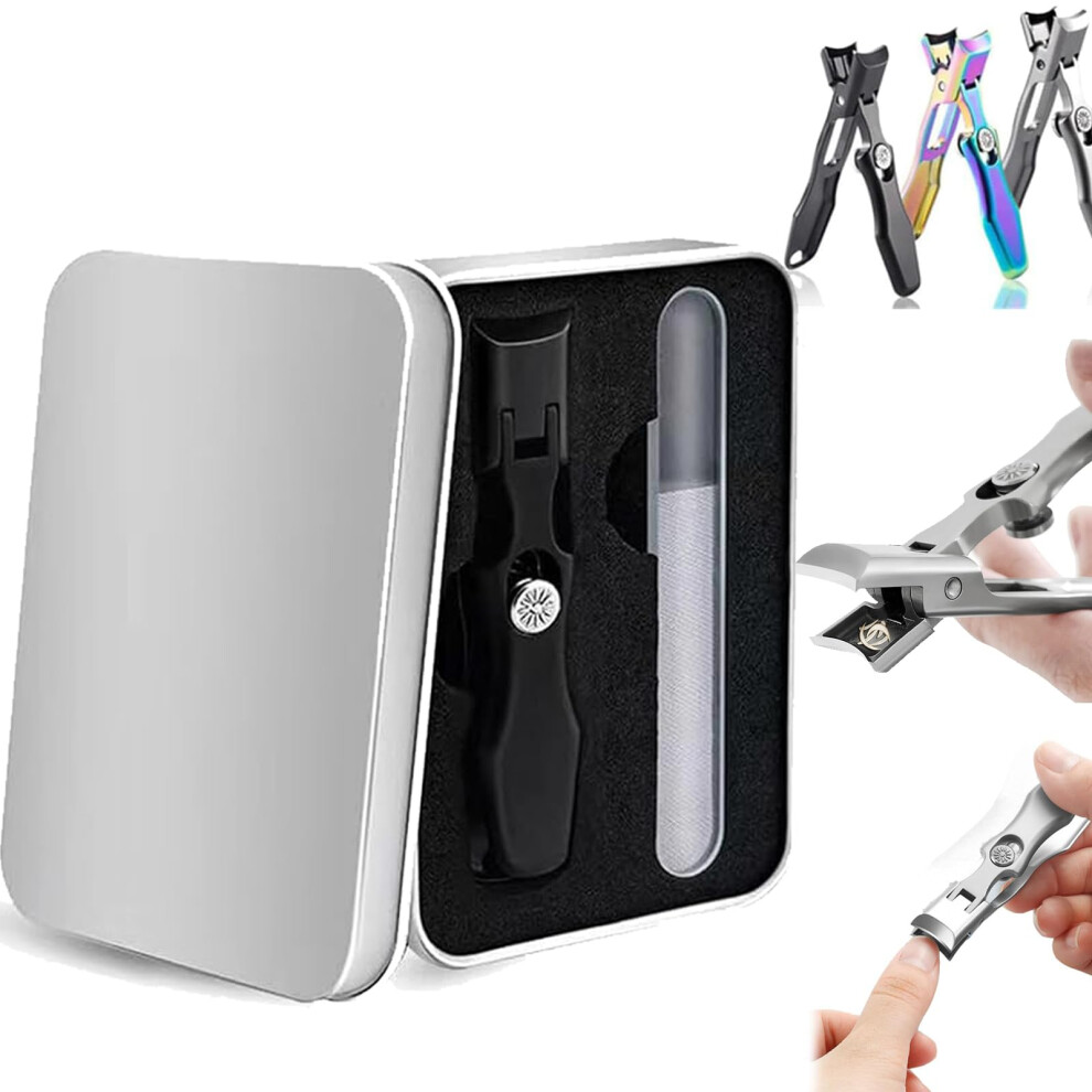 Professional Nail Clippers for Thick Toenails with Ultra Sharp Blades, Wide Jaw, AntiSplash Catcher, Stainless Steel Black03