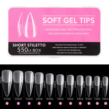 Soft Gel Nail Tips PreEtched Matte Interior Full Cover Press On Extensions Short Almond Coffin Shape