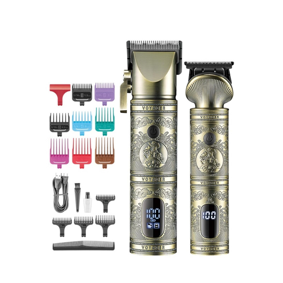 Professional Hair Clipper with Precise 0.5mm Cutting, Compact Gold Cordless Trimmer for Men