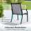 Outdoor Chairs Set, Breathable Fabric, Metal Frame, Grey 4