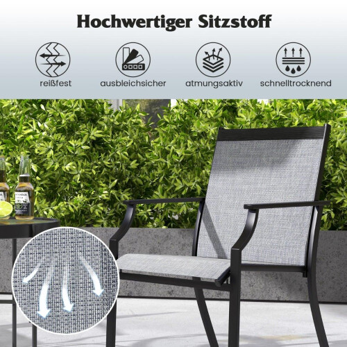 Outdoor Chairs Set, Breathable Fabric, Metal Frame, Grey 2