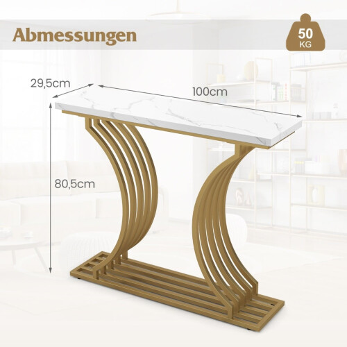 Console Table with Faux Marble Top & Metal Legs 1