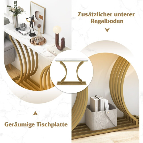 Console Table with Faux Marble Top & Metal Legs 2