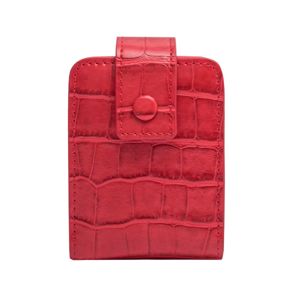 Leather Lipstick Case with Mirror, PU Travel Lipstick Holder for Purse with Three Elastic Slots