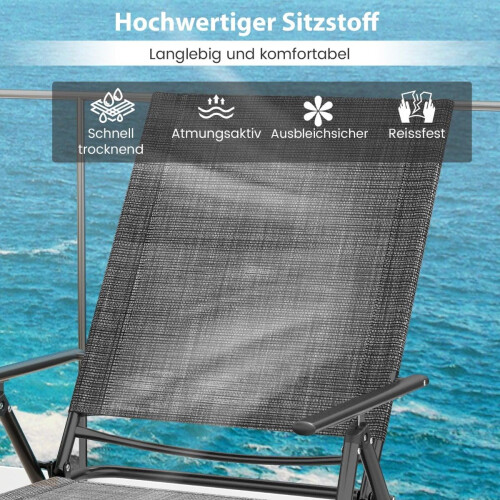 Adjustable Folding Sun Lounger Set - Grey, 2 Pieces