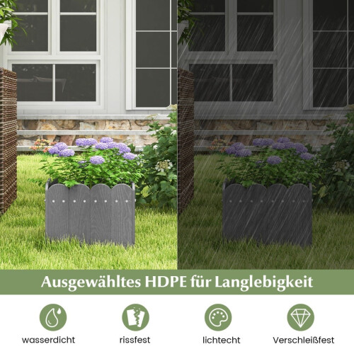 Weatherproof HDPE Planter Box Set - 32x30x25 cm, Gray