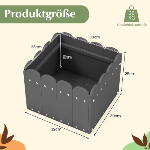 Weatherproof HDPE Planter Box Set - 32x30x25 cm, Gray 2