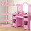 Kids Vanity Table with Removable Mirror & Storage - Pink 4