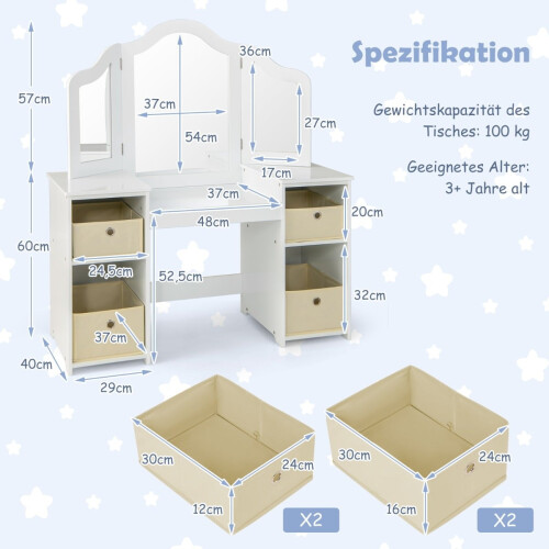 Kids Vanity Table with Detachable Mirror & Storage 1