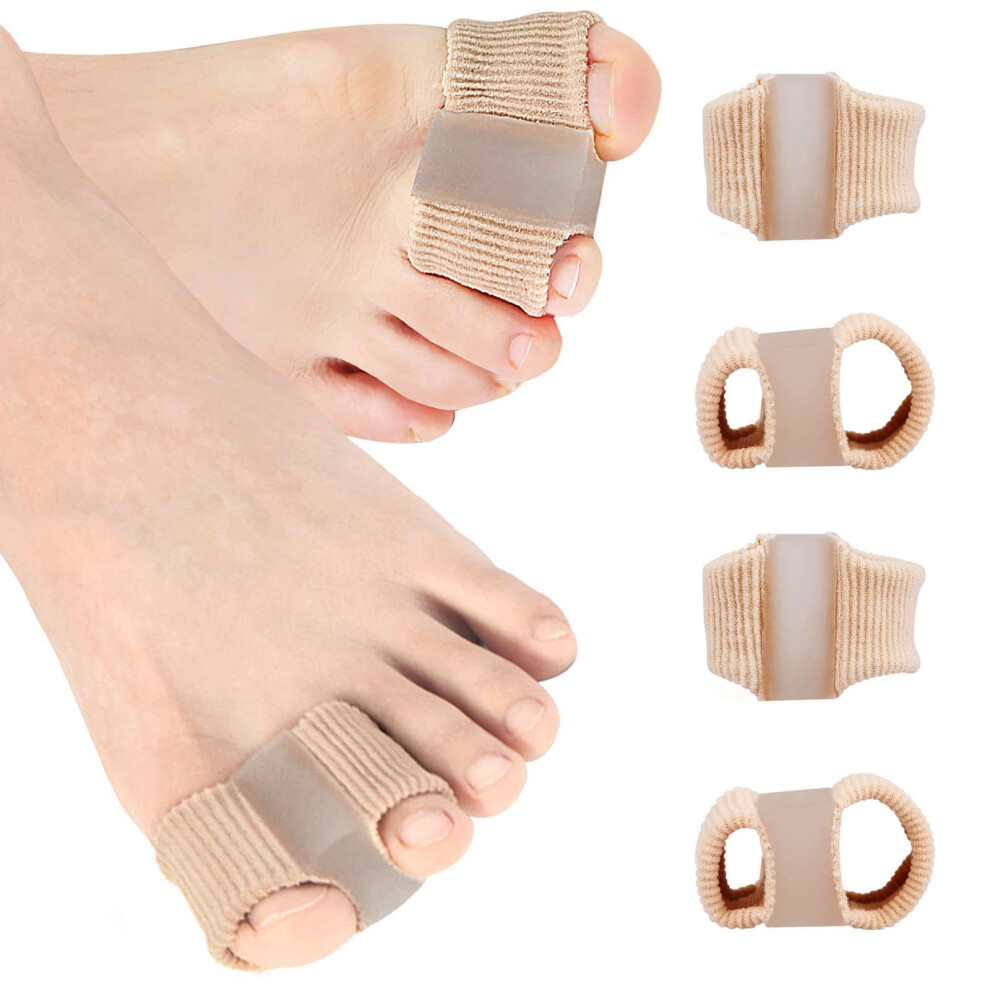 Gel Toe Separators 4Pcs with 2 Loops, Soft Bunion Corrector for Women and Men Foot Pain Relief