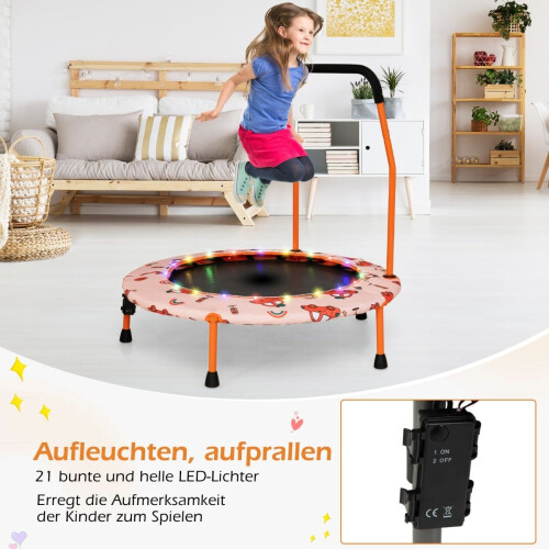 Kids Mini Trampoline with LED Lights, Removable Handle 2