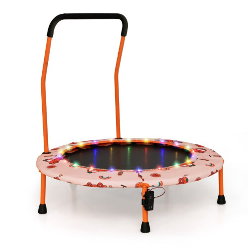 Kids Mini Trampoline with LED Lights, Removable Handle 1