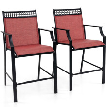 Set de 2 scaune de bar pentru exterior, material textil cu uscare rapidă, roșu