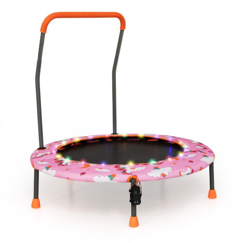 Kids Mini Trampoline with LED Lights, Removable Handle 1