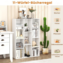 Bibliotecă albă cu 11 rafturi, 74x24x106 cm, independentă