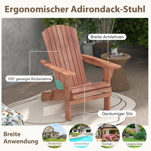 Folding Adirondack Chair, Wood, 180kg Capacity 2