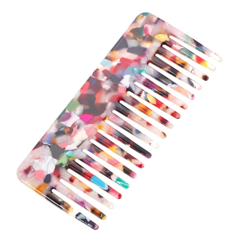 Wide Tooth Comb for Curly Thick Hair AntiStatic Detangling Smooth Finish Durable Pink Acetate
