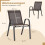 Stackable Outdoor Chairs Set of 4, Metal Frame, Brown 3