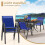 Stackable Outdoor Chairs Set of 4, Blue, Textilene & Metal 4