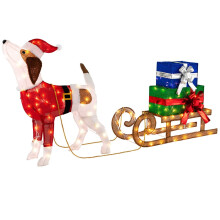 Decorațiune de Crăciun cu câini și sanie, cu 170 de lumini LED