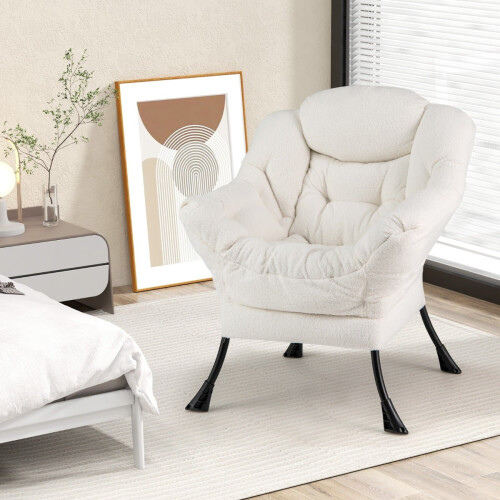Poltrona reclinabile beige con braccioli, tasca laterale e poggiapiedi 2