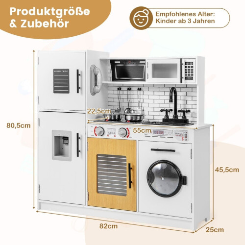 Kids Play Kitchen Set with Oven & Washing Machine 1