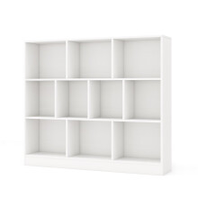 3-Tier Bookshelf with 10 Compartments, White, 120x24x104 cm