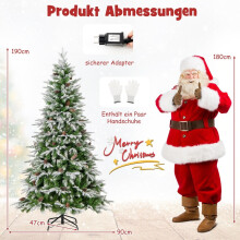 Árbol de Navidad nevado preiluminado de 190 cm con luces LED