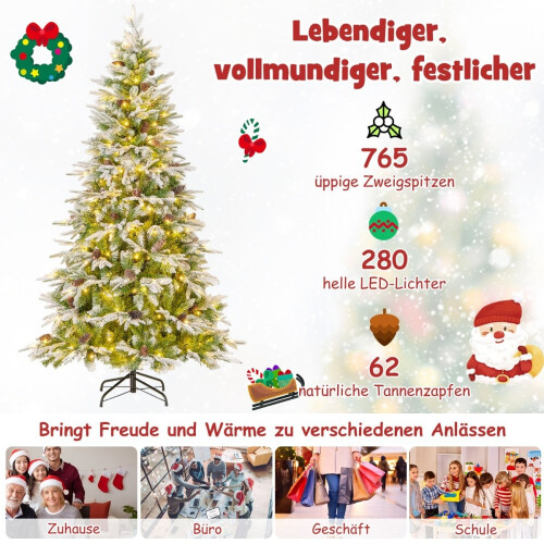 Árbol de Navidad nevado preiluminado de 190 cm con luces LED 2