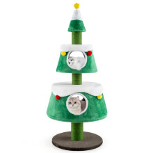Árvore de Natal para Gatos com 2 Tocas, Postes de Sisal e Brinquedos de Pelúcia
