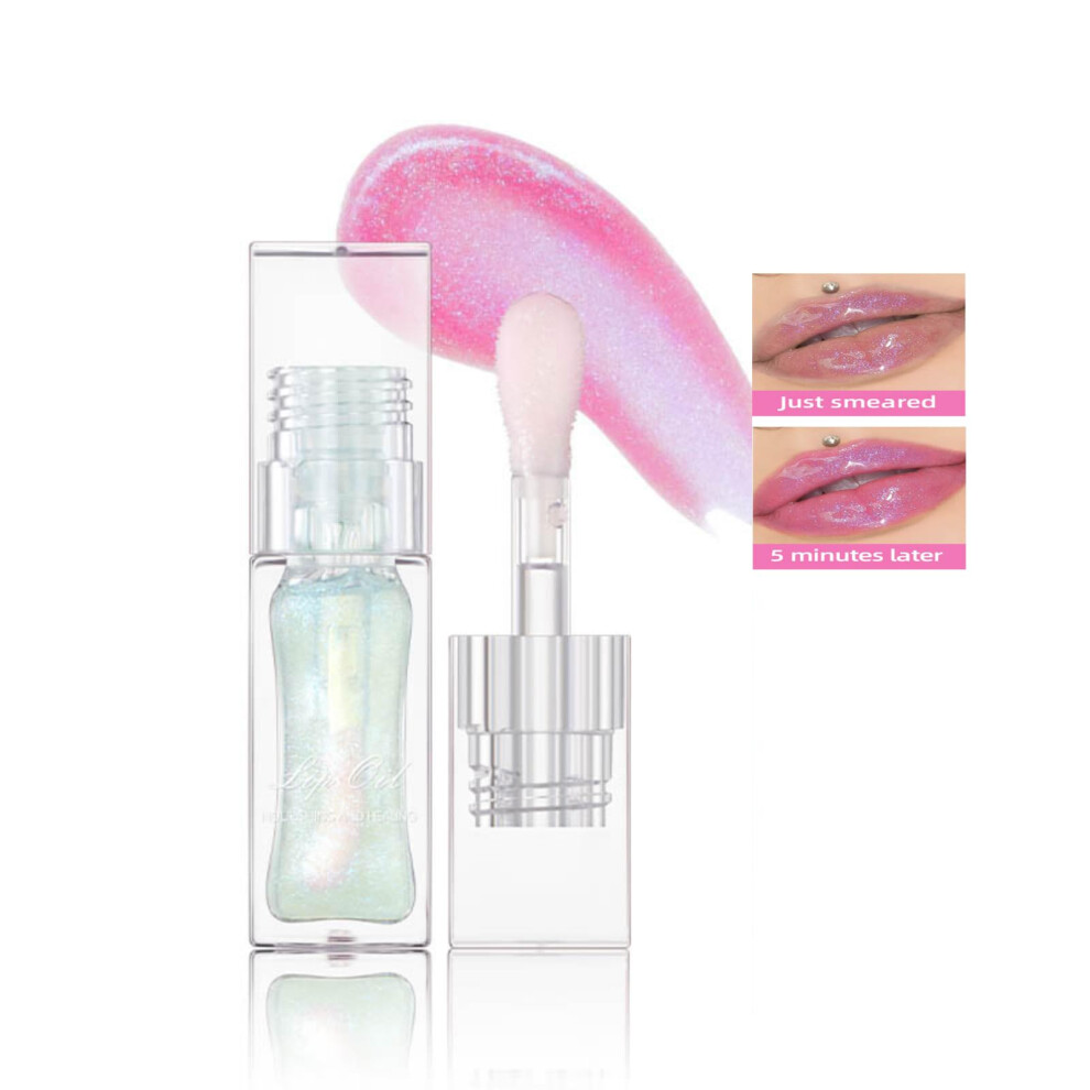 Green Color Changing Lip Oil With Custom Shade Adaptation, Moisturizing Non Sticky Plumping Gloss For Dry Chapped Lips, 04 Pearly