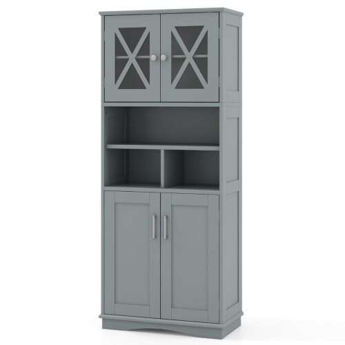 Mobiletto da bagno con ripiani regolabili, MDF grigio