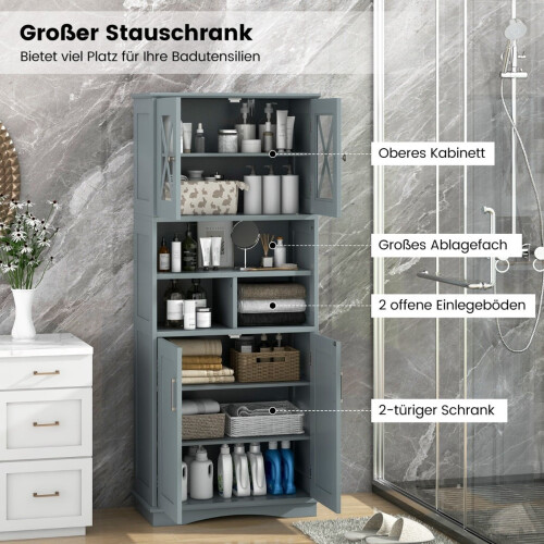 Mobiletto da bagno con ripiani regolabili, MDF grigio 2