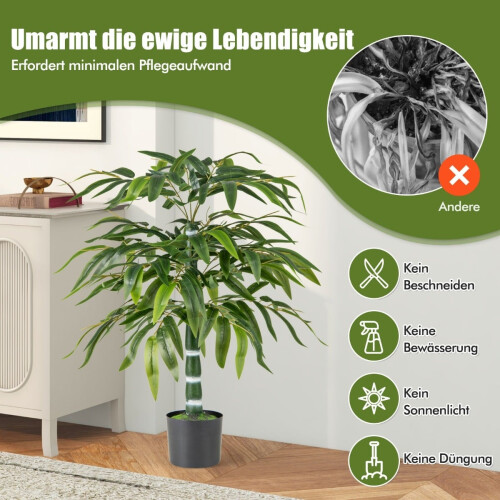 Juego de plantas de bambú artificial, 100 cm, con maceta, paquete de 2