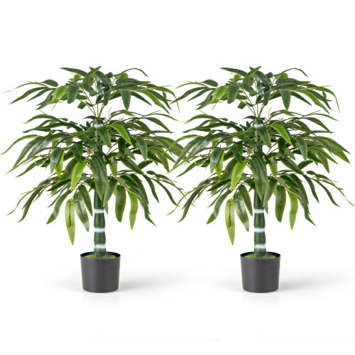 Juego de plantas de bambú artificial, 100 cm, con maceta, paquete de 2 1