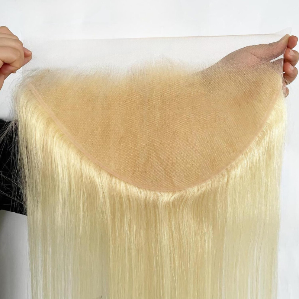 Unisex 16 Inch 613 Blonde 13X6 Hd Lace Frontal Wig Pre Plucked Russian Virgin Remy Human Hair